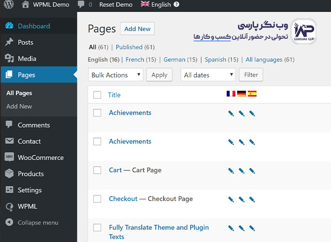 چندزبانه کردن سایت با افزونه WPML