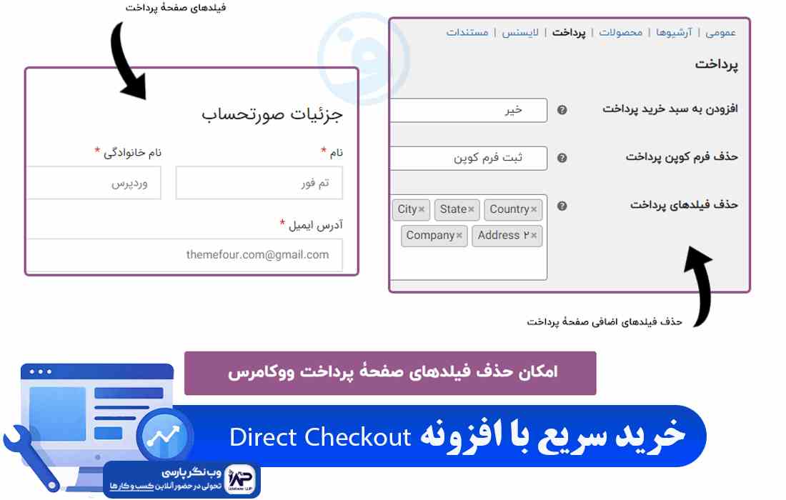 وب نگر پارسی افزونه Direct Checkout