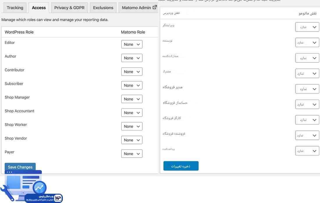 وب نگر پارسی افزونه Matomo Analytics
