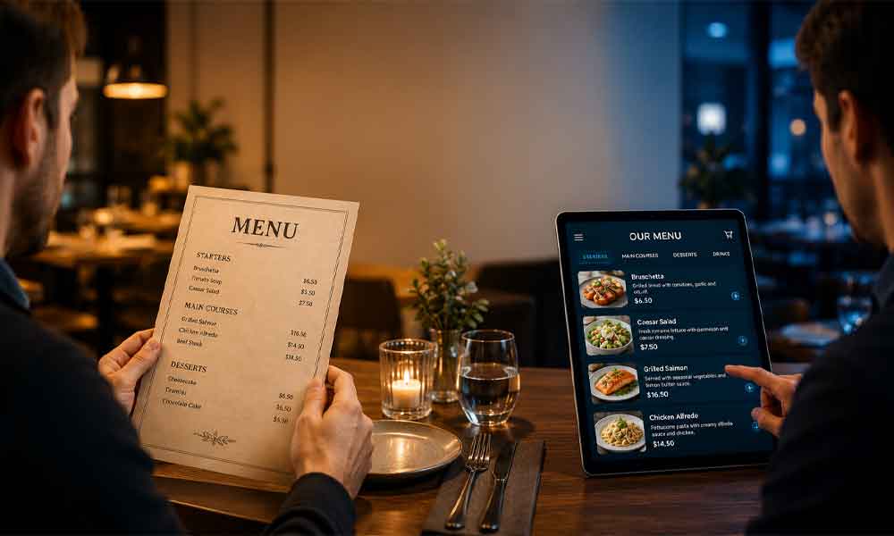 مقایسه منوی کاغذی و دیجیتال